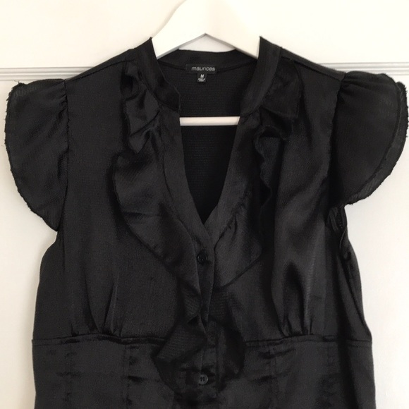 Black button up sleeveless blouse - Picture 2 of 2